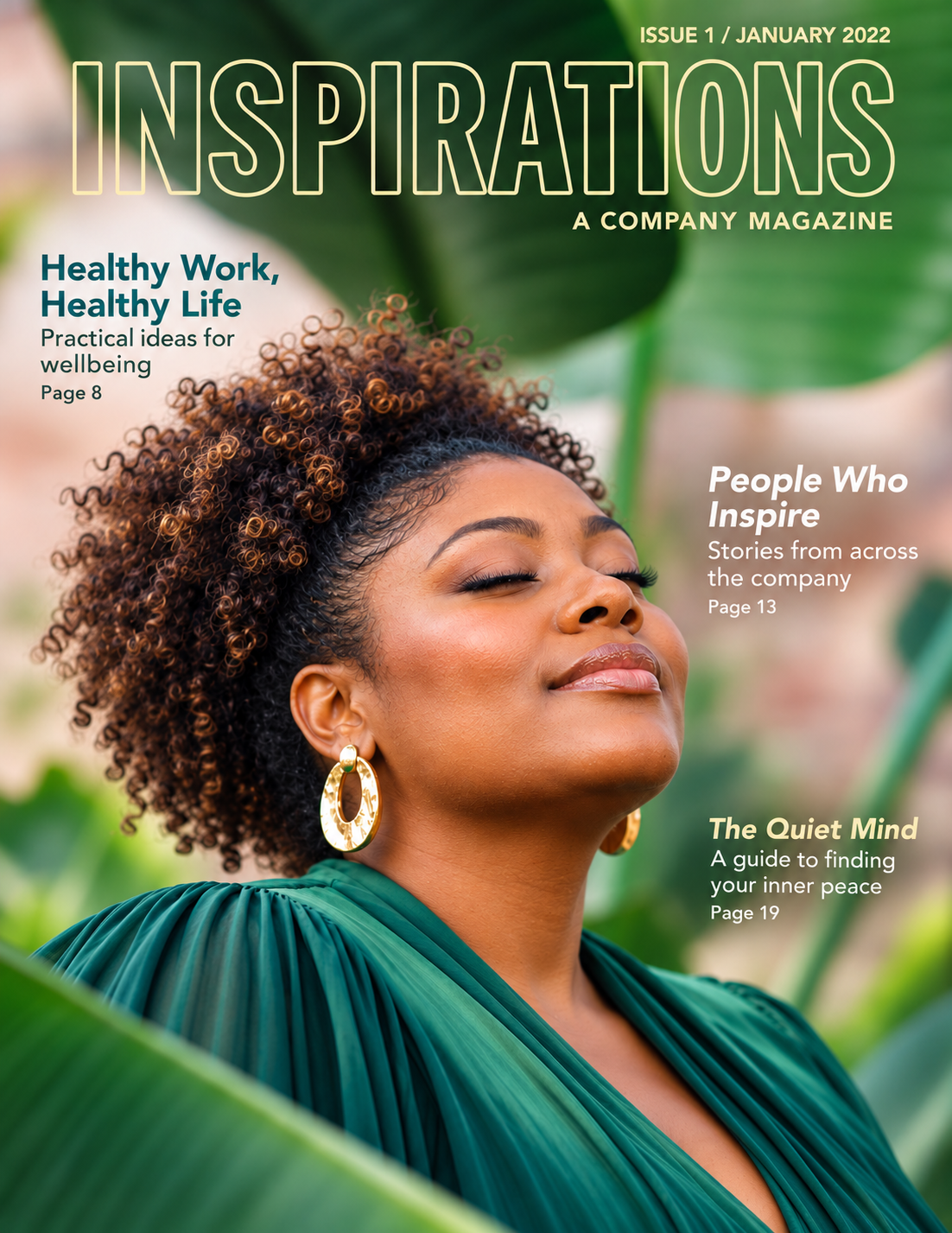 Reconstructed Inspirations employee magazine cover featuring a fictional model